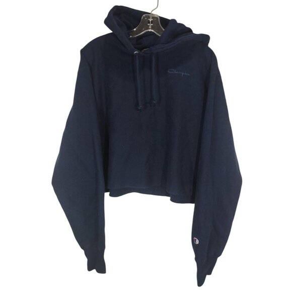 Champion Tops - NWT Urban Outfitters Champion Cropped Hoodie L Blue Preppy Casual Reverse Weave